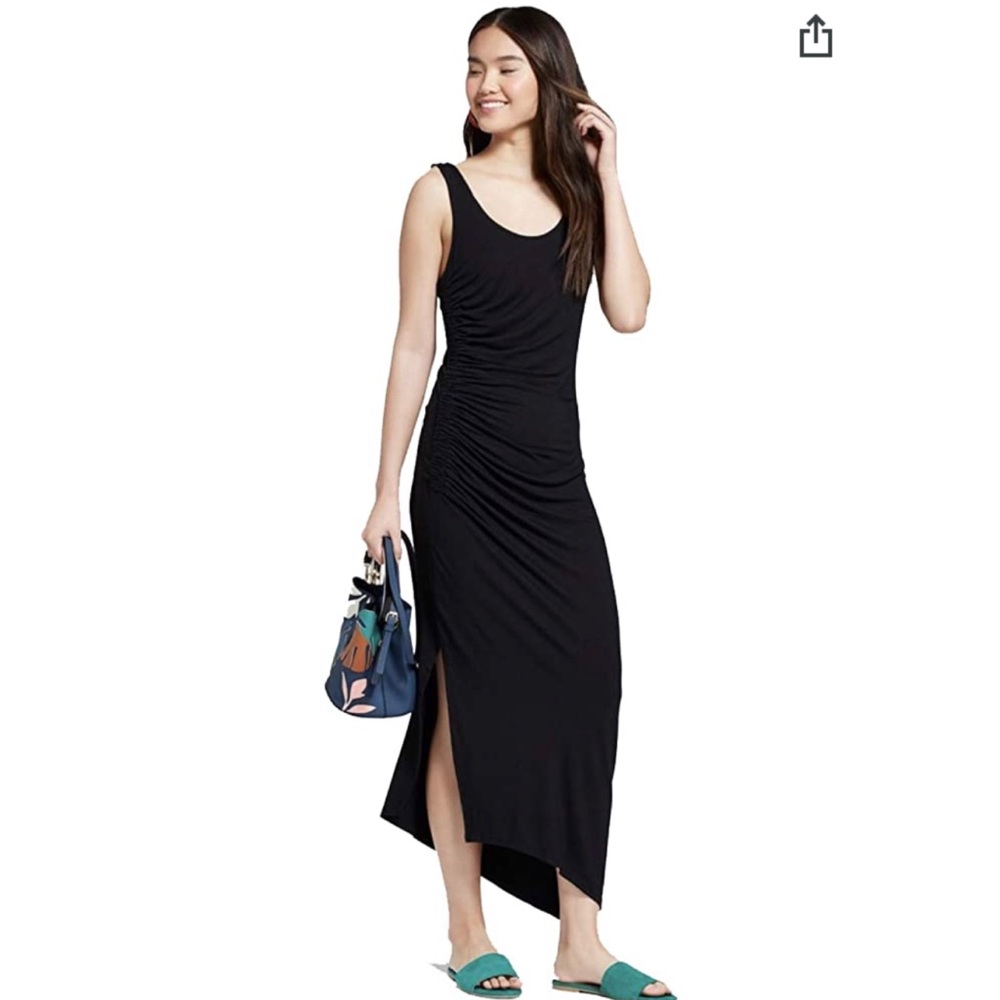 A New Day Side Ruched Assymetrical Hem Maxi Dress